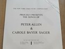 SEALED Promo LP - Peter Allen & Carole Bayer Sager New York Times NYT-1001 Vinyl