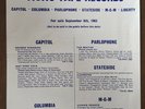 EMI 3 3/4 i.p.s Twin Track Mono Tape Records - September 6th 1963