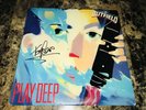 The Outfield Signed Play Deep Vinyl Record Tony Lewis Out Of The Darkness Tour