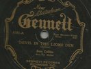 78 rpm Sam collins - Devil In the Lion's Den - Gennett 6181