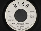 J.J. BARNES: Won't You Let Me Know / My Love Came Tumbling Down 45 (dj, sl warp