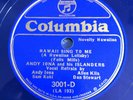 ANDY IONA ISLANDERS Hawaii Sing To Me Columbia Blue Wax 78 3001-D E+ cond. 1934