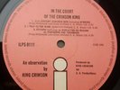 King Crimson In The Court Of The Crimson King 1st UK A2/B4 Record Only VG+