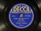 78 RPM -- Walter Coleman, Decca 7157 (2 gt / pn & jug), E+  Blues