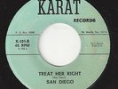 ?SAN DIEGO Treat Her Right/Sands Of Malibu Karat 101 RARE TEXAS SOUL ROCK 45RPM?