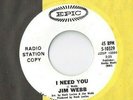 JIM WEBB I Keep It Hid / I Need You 45 RECORD RARE NORTHERN SOUL DJ STOCK NICE