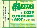Saxon / Ozzy Osbourne / Riot -  used Concert Ticket 1981 Metal Battle