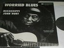 MISSISSIPPI JOHN HURT-WORRIED BLUES-1964 USA CHESAPEAKE VINYL LP (VG/M-)