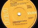 UK SUBS Tomorrows girls NEW ZEALAND 45 1978 PUNK RCA rare 1979 australia aussie
