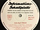 Teldec Informationsplatte White Promo Elvis Tornados Nelson Beecher MU 31/2
