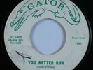 Garage Rockabilly 45 RANDY HOBBS You Better Run GATOR HEAR