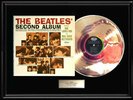 THE BEATLES SECOND ALBUM RARE FRAMED LP DISC GOLD METALIZED RECORD NON RIAA