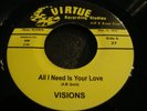 VISIONS - All I Need Is Your Love / What Can I Do But Cry VINYL 7