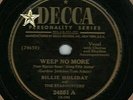 78 rpm Billie Holiday Decca 24551 Weep No More in E-