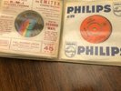 Case of 21 single vinyl records from the 60's - in lovely case from the 60's