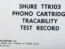 Shure TTR103 Phono Cartridge Tracability Test Record, Deutsche Pressung 1972