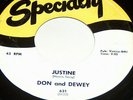45RPM Don and Dewey Justine, Bim Bam Specialty Vinyl Record 631 VG+