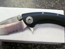 Microtech Whale Shark Discontinued Flipper Folding Knife, Serrated Satin, 167-5C