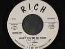 J.J. BARNES: Won't You Let Me Know / My Love Came Tumbling Down 45 (dj)