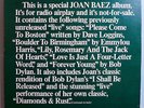 JOAN BAEZ SPECIAL RADIO PLAY ALBUM RARE ORIG '76 A&M WHITE LABEL PROMO-ONLY LP