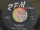HEAR Johnny Guitar Watson 45 She Moves Me / Love Me Baby RPM 471 R&B blues