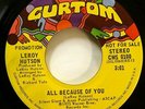 LEROY HUTSON 45 All Because of You CURTOM promo 1975 VG++ mono/stereo   Gt 93