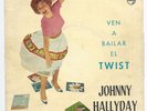 EP Espagne 432593 Johnny Hallyday Ven a bailar el twist titre bleu vinyle rouge