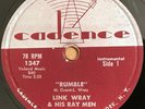 78 rpm Link Wray-Rumble / The Swag 1958 Cadence 1347 Rock & Roll Guitar instros