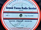 16-inch Transcription 33rpm Armed Forces Radio Services Boston Symphony