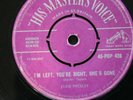 Elvis Presley. I'm Left, You're Right. Purple Silver UK HMV POP 428.
