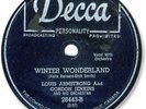 LOUIS ARMSTRONG Christmas 78 RPM Record. Winter Wonderland/ White Christmas