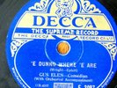 GUS ELEN - 'e dunno where he are  - MUSIC HALL - 10 inch 78rpm Disc Dec f3097