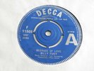 BILLY FURY 'BECAUSE OF LOVE / I'M RUNNIN' AROUND' DEMO 45 UK DECCA 1962 PROMO