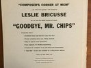 Rare Leslie Bricusse Radio Show Composer's Corner at MGM Goodbye, Mr. Chips