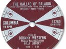 1958 JOHNNY WESTERN Country Pop 78 RPM Record. The Ballad of Paladin