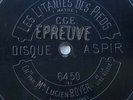 LUCIEN BOYER les litanies des pieds DISQUE EPREUVE 78 RPM ASPIR GRAMOPHONE