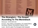 Stranglers 2 X LP Gospel According To The Meninblack 2018 Reissue.