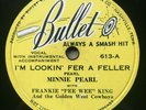 MINNIE PEARL w/ PEE WEE KING I'm Lookin For A Feller COUNTRY COMEDY 78 BULLET