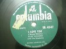 CLIFF RICHARD THE SHADOWS i love you/d in love INDIA RARE 78 RPM RECORD VG