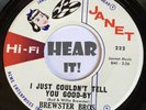 KY Hillbilly 45 THE BREWSTER BROTHERS I Just Couldn’t / I Never Knew JANET hear