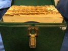 Vintage 45 records with Green Box and Bakelite Handle Selling in a LOT
