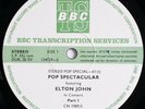 BBC Transcription Services Stereo Special 61 Elton John In Concert Double LP SET