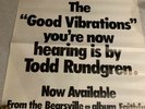 Todd Rundgren Vintage Poster RARE Good Vibrations Faithful Bearsville Records