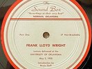 Frank Lloyd Wright Lecture Oklahoma U 5/2/52 private press LP record Bruce Goff