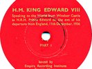 78 RPM - King Edward VIII - Speaking to the World on Eve of his Departure - 1936