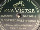 Vintage RCA Victor Record, Gid Tanner and His Skillet Lickers Flop Eared Mule