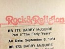 RADIO SHOW 9/6/81 ROCK & RELIGION: BARRY McGUIRE, LIVE & IN-STUDIO/12 INTERVIEWS