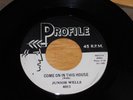 45RPM,JUNIOR WELLS.  LITTLE BY LITTLE /  COME ON IN THE HOUSE.   VG+.
