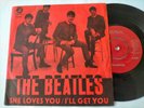 The Beatles single 45 She Loves You 1st press Parlophone R 5055 Sweden Exc/VG++