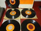 5 Rare 1960s Seeburg 1000 Orange Label Library Records 16 2/3 RPM